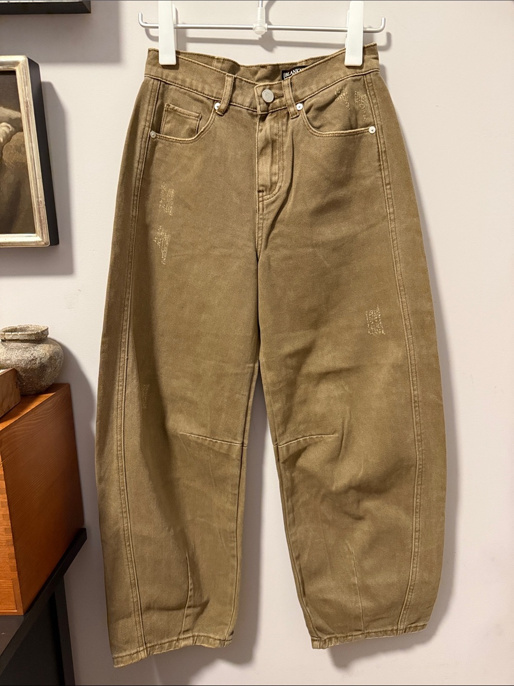 BlankNYC Olive Brown Barrel Leg Jeans 25